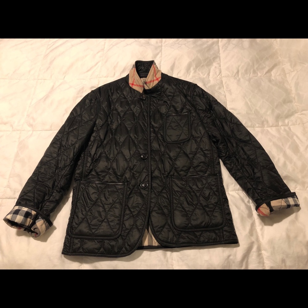 Burberry Gillington Leather-Trim Quilted Blazer